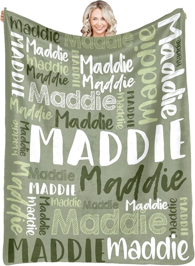 Dr.TOUGH Personalized Blankets with Name Customized Baby Blankets for Girls Boys Adults Monogrammed Blankets and Throws Christmas Birthday Mothers Fathers Valentines Day Gift (Mossy, 40''×50'')