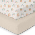 Muslin Crib Sheets–100% Organic Cotton Baby Sheets for Boys & Girls,2 Pack Muslin Mini Crib Sheets for Toddler Mattress,Breathable Crib Mattress Sheets 28''x52''(Rainbow)