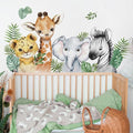 52.51x23.62 Inch Watercolor Jungle Animal Wall Decals Safari Forest Animal Wall Sticker Elephant Lion Monkey Decals for Baby Nursery Playroom Bedroom Classroom Kindergarten Decor