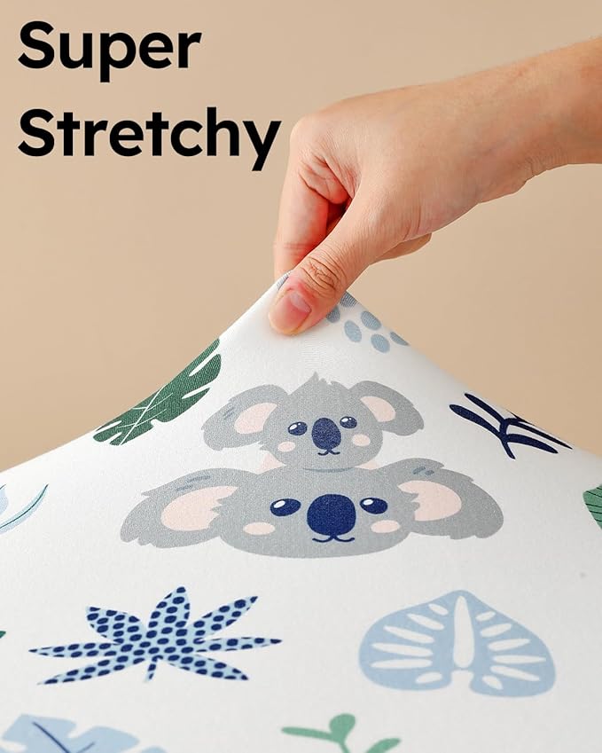 Pack and Play Sheets Fitted, 3 Pack Soft Stretchy Baby Mini Crib Sheets for Pack N Play Mattress and Portable Playard Sheets for Boys and Girls Blue Stars Koala