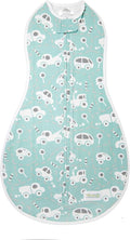Woombie Original Baby Swaddling Blanket - Soothing, Cotton Baby Swaddle with Zipper - Wearable Newborn Blanket, Buzzy Cars, 14-19 lbs