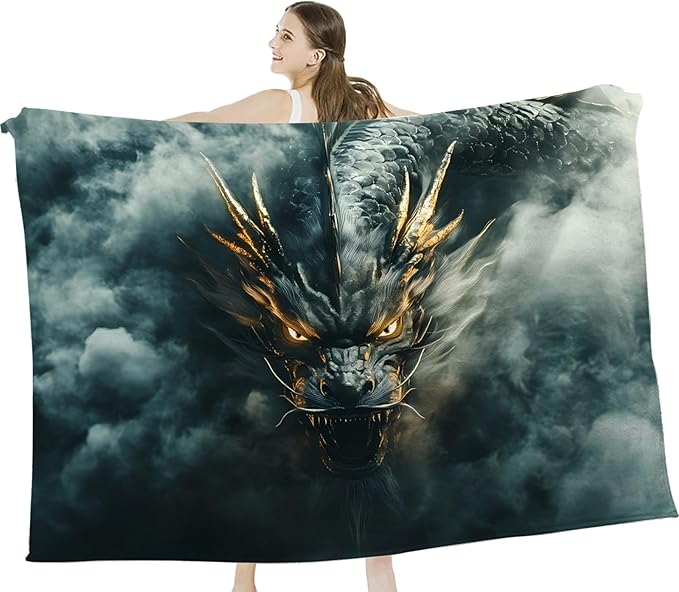 Tijuboni Chinese Dragon Throw Blanket Black Dragon Gifts for Men Women Girls Boys Kids Adults Soft Flannel Fleece Blanket for Couch Sofa Bed Home Decor 40"x50"