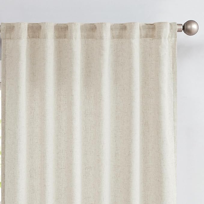 jinchan Beige Lined Linen Blend Curtains for Closet 96 Inch Extra Long 2 Panels Floor to Ceiling, 38 Inch Wide Drapes for Bedroom Bathroom(38W x 96L, Ecru)