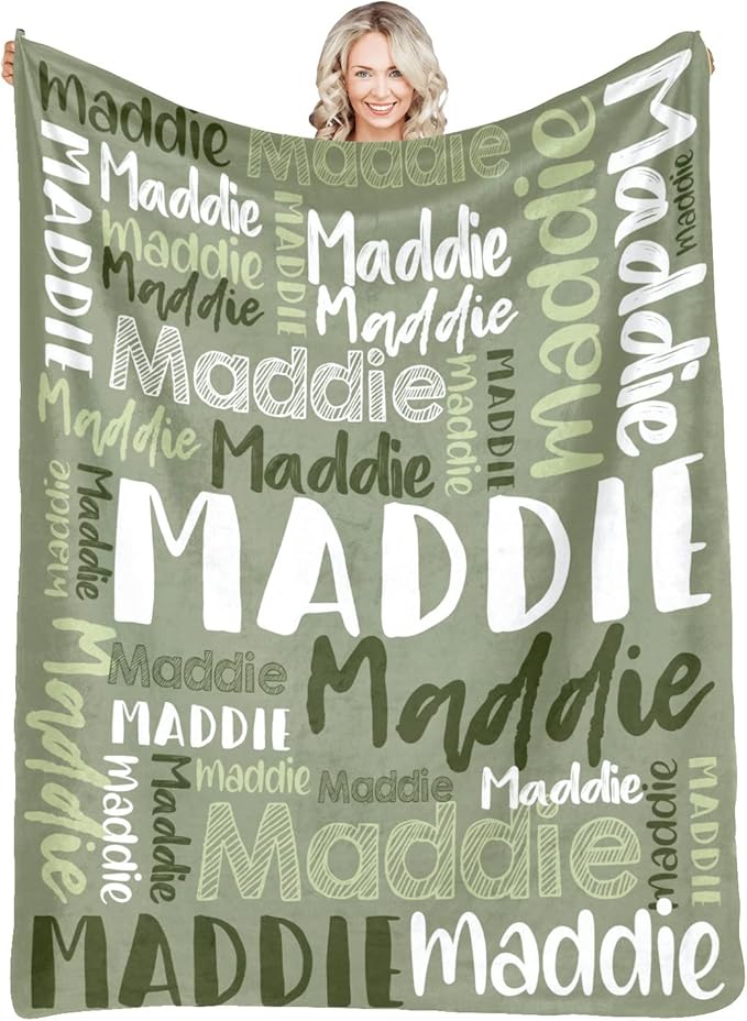 Dr.TOUGH Personalized Blankets with Name Customized Baby Blankets for Girls Boys Adults Monogrammed Blankets and Throws Christmas Birthday Mothers Fathers Valentines Day Gift (Mossy,50''×60'')