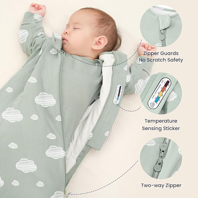 Unisex Sleeping Bag for Babies and Toddlers 1.0 Tog Sleep Sack 0-6 Months, Baby Sleep Sack, Newborn Sleep Sack, Wearable Blanket Baby, One Piece Long Sleeves, Gifts for Toddlers