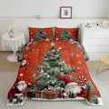 Christmas Theme Comforter Set Queen Size,Snowflake Christmas Tree Bedding Set for Kids Teens Adults Room Decor,Santa Claus Red Duvet Insert 3Pcs,X'mas Star Polka Dot Glitter Quilt Set,2 Pillowcases
