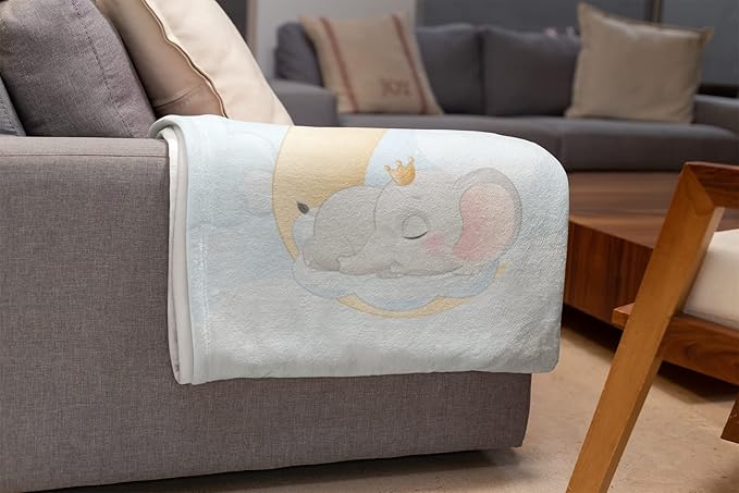 Personalized Baby Blankets with Name | Custom Elephant Baby Blanket for Boys and Baby Girls | Unisex Warm Soft Fleece Swaddle Blanket Minky | (Elephant, Fleece 60"x80")