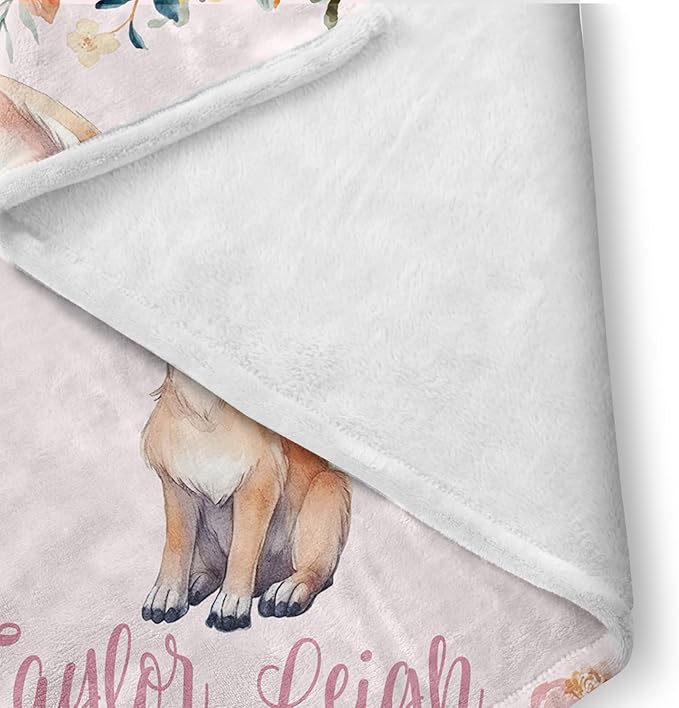 Custom Crib Bedding Set - Deer Design Personalized Name Baby Nursery Bedding 3 Pcs Set - Chic Soft Blanket, Sheet, Pillowcase for Newborns Boys Girls Gifts Color04