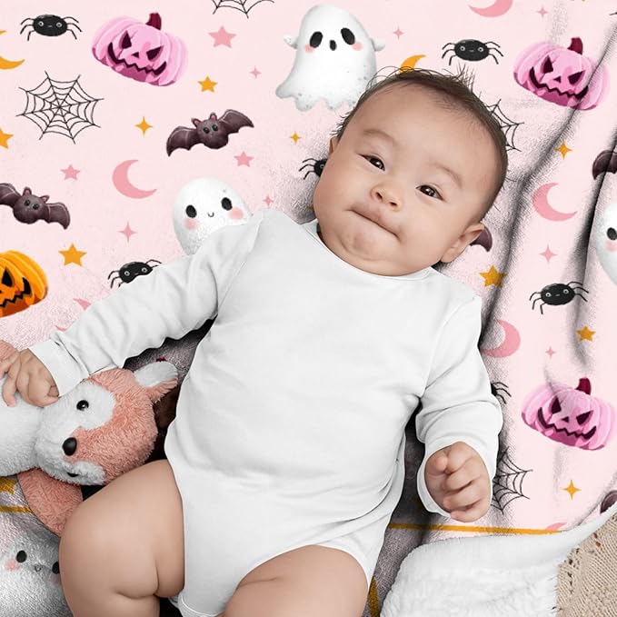 Personalized Ghost Blanket for Boys & Girls | Plush Cozy Custom Name Blanket | Halloween Decor Personalized Gift | 90"x120" - Family/King Size