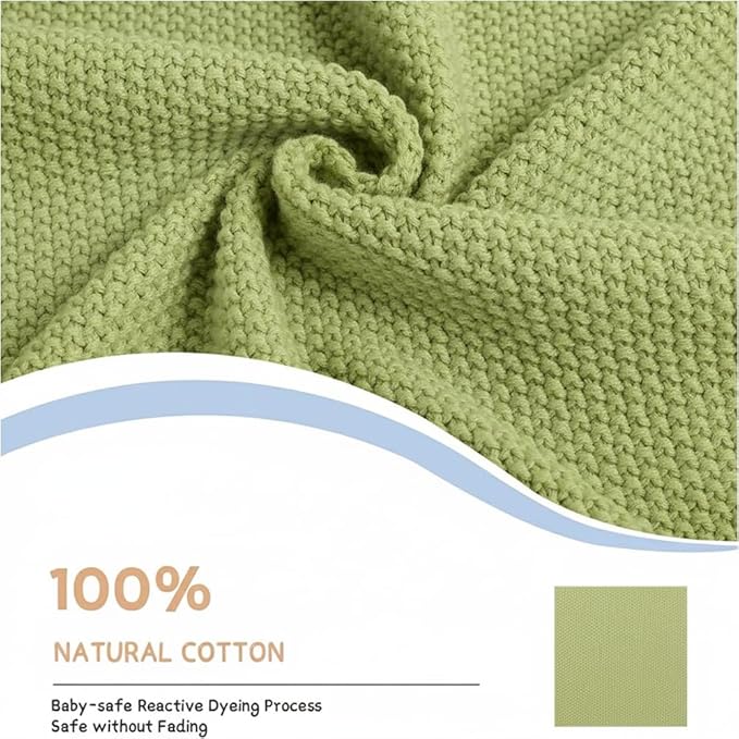 Baby Knit Blanket Soft Breathable Cotton Scallop Border Blankets Newborn Knitted Blanket Swaddle Blankets Gifts for Baby Newborn Toddler Shower Boy Girl New Mom Birthday Christmas SG 30x30