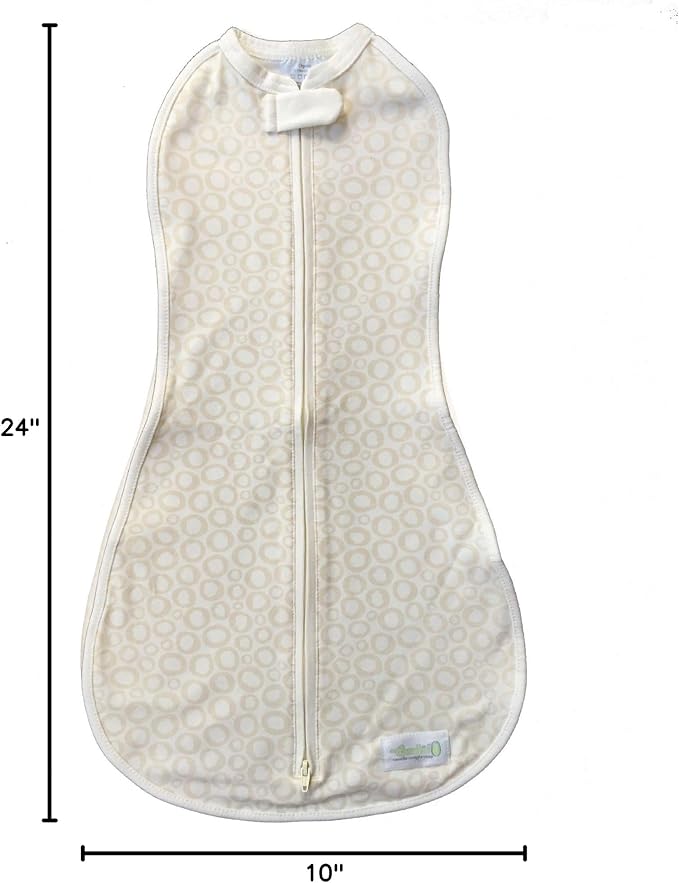 Woombie Original Baby Swaddling Blanket - Soothing, Cotton Baby Swaddle with Zipper - Wearable Newborn Blanket, Tan O's, 14-19 lbs