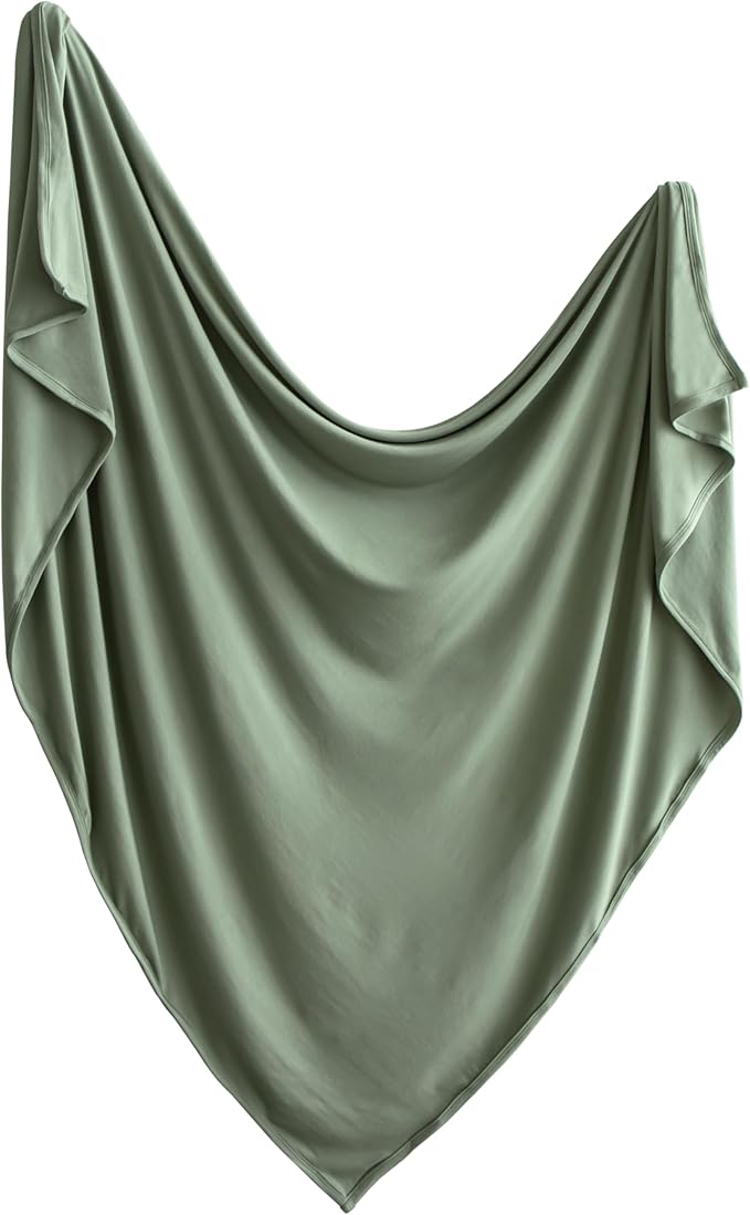 mushie Stretchy Baby Swaddle Blanket | Extra Soft & Snug Fit | 47"x47" (Dried Thyme)