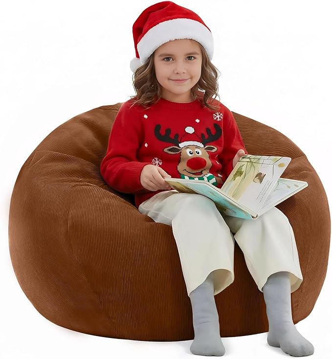Nobildonna Bean Bag Chair Cover (No Filler) for Kids and Adults,Beanbag Stuffed Animal Storage Without Filling Plush Toys Holder and Organizer Soft Premium Corduroy 200L