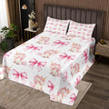 Cartoon Unicron Kids Bedspread King Size,Pink Bowknot Bow Tie Princess Tale Coverlet Set,Girls Women Room Decor,Cute Unicorn Bow Toddler Quilted Coverlet,Lovely Chic Bedding Quilt,2 Pillowcases