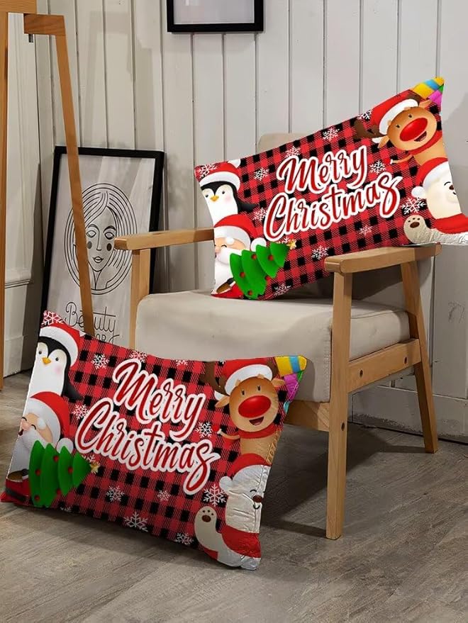 Christmas Comforter Set Full Size Black and Red Plaid Bedding Sets Xmas Gift Christmas Themed Festival Winter Snow Quilt Set,1 Comforter + 2 Pillow Cases