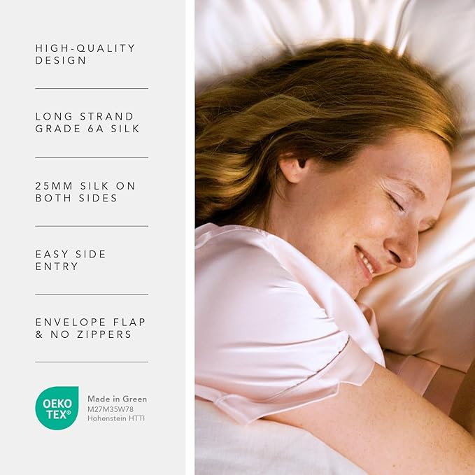 Fishers Finery 25mm Luxury 100% Pure Mulberry Silk Pillowcase (English Rose Standard (20" X 28"))