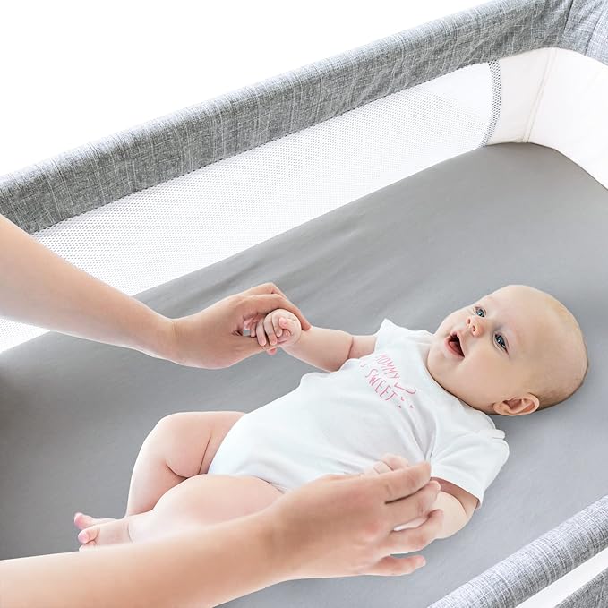 Bassinet Sheets Fit for YADAQE, Li'l Pengyu, BCOL, Miclassic, Milliard, TCBunny and Evolur Stellar Bedside Bassinet, 100% Cotton, 2 Pack, Ultra Soft Bassinet Sheet, White and Gray