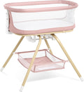 ANGELBLISS 3 in 1 Baby Bassinet, Rocking Bassinets Bedside Sleeper with Calming Motion, Portable Nest for Newborn Infant, Breathable Mesh (Pink)