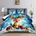 Raphus cucullatus Christmas Bedding King,Reindeer Christmas Decor Comforter Set,Holiday Bedding Winter Quilt,Snowflake Navidad Comforter Set King,Cute red Nose Reindeer Quilt