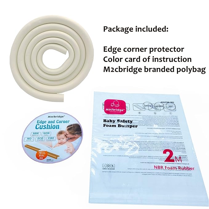M2cbridge U Shape Extra Thick Furniture Table Edge Protectors Foam Baby Safety Bumper Guard 6.5 Ft (Off White)