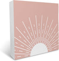 KU-DaYi Abstract Boho Sun Sunrise Sunshine Blush Pink Wood Box Sign Rustic Farmhouse Style Wood Block Plaque Decor for Bohemian Home Girls Room Wall Desk Shelf Decoration