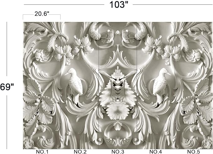 White Gypsum Art Wall Mural Wallpaper for Bedroom 103" x 69"