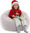 Nobildonna 3 ft Bean Bag Chair Cover (No Filler) 35"×43" Large Stuffed Animal Storage Bean Bag Washable Big Beanbag Chair Cover Premium Corduroy Bean Bag Cover for Adults,Kids,Light Grey 300L