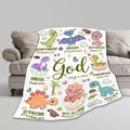 Dinosaur Blanket for Boys,God Says I Am Dinosaurs Throw Blanket,Dinosaur Gifts for Girls Baby,Meaningful Thoughtful Religious Baptism Christian Gifts,Bible Verse Quilt, 40"x50" for Kids