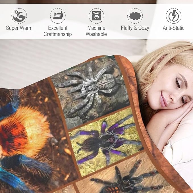 Tarantula Spider Blanket Gifts for Tarantula Lovers Tarantula Throw Blanket for Men Women Kids Adults Soft Warm Cozy Fleece Blanket for Couch Sofa Bed 40"x50"