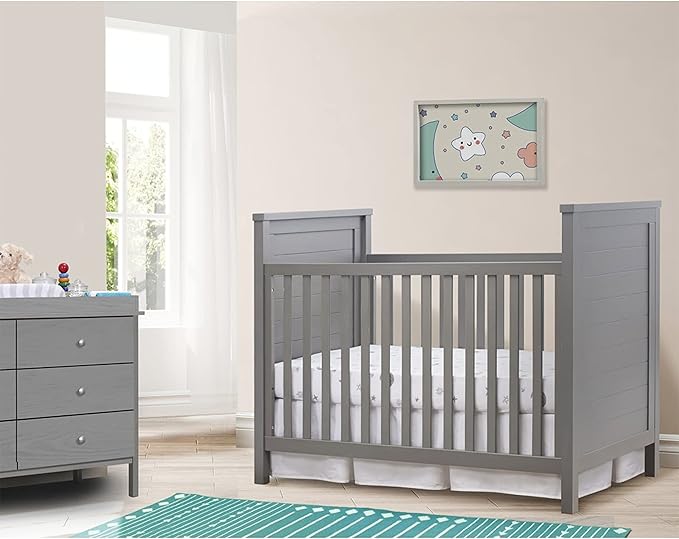 Sorelle Furniture Farmhouse Classic Crib 3-in-1 Convertible Crib, Made of Solid Pine Wood Non-Toxic Finish, Wooden Baby Bed, Toddler Bed and Child’s Daybed, Nursery Furniture-Weathered Gray
