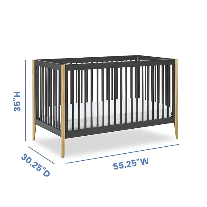 Delta Children Casey 4-in-1 Convertible Crib - Greenguard Gold Certified, Charcoal/Natural