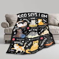 Cat Throw Blanket,Bible Verse Blanket, Christian Gifts, God Says I am Print Blankets, Meaningful Thoughtful Religious Gifts for Girls,Cat Lover Room Bed Decoration, 50"x60"