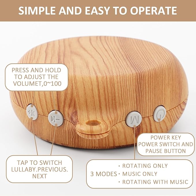 Floor-Standing Crib Mobile Arm with Music Box - 65 Inch Wooden Mobile Arm for Crib - Crib Mobile Motor - Volume Control - 35 Lullabies - Wooden Nursery Decor - Baby Mobile Hanger