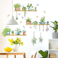 Green Wall Decals: Tropical Vine Plant Potted Stickers with Butterfly & Flower Designs - Ideal for Living Room, Bedroom & Office
