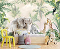 Tropical Animal Plants wallpeper Nursery Kids Bedroom Elephant Wall Mural - 160"x108"（Not Peel and Stick）