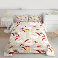 jejeloiu Santa Claus Comforter Set Toddler Size Merry Christmas Bedding Set for Kids Boys Girls Xmas Themed Duvet Quilt Beige Bedroom Decor