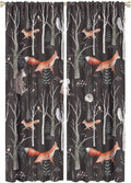 Rustic Forest Curtain, Woodland Country Hunting Animal Deer Fox Wildlife Bear Farmhouse Lodge Cabin Blackout Rod Pocket Windows Door Curtain for Bedroom Living Room Home Decor 42x63in