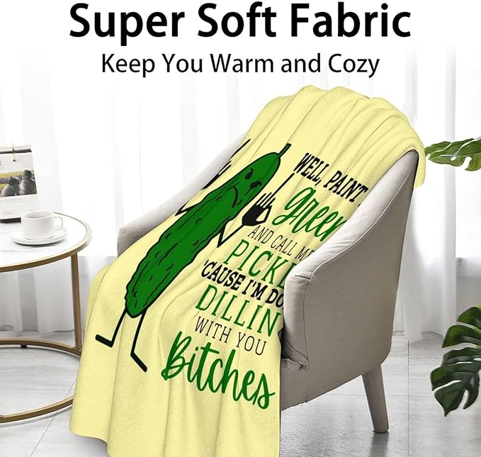 Pickle Throw Blanket for Kids - 40x50 Inches Crib Size - Soft Fluffy Cozy Blankets Gift - Beige Novelty Blanket Throws for Travel, Office