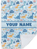 Personalized Baby Blankets for Boys Girls, Custom Baby Blanket with Name, Receiving Swaddle Blanket Suitable for Infants & Toddler, Nursery Newborn Baby Crib, Dino(47" x60)