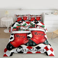 Feelyou Merry Christmas Comforter Set Queen Size Cartoon Shoes Bedding Set for Kids Boys Girls Duvet Quilt Winter Bedroom Decor Microfiber 3 Pcs with 2 Pillow Cases
