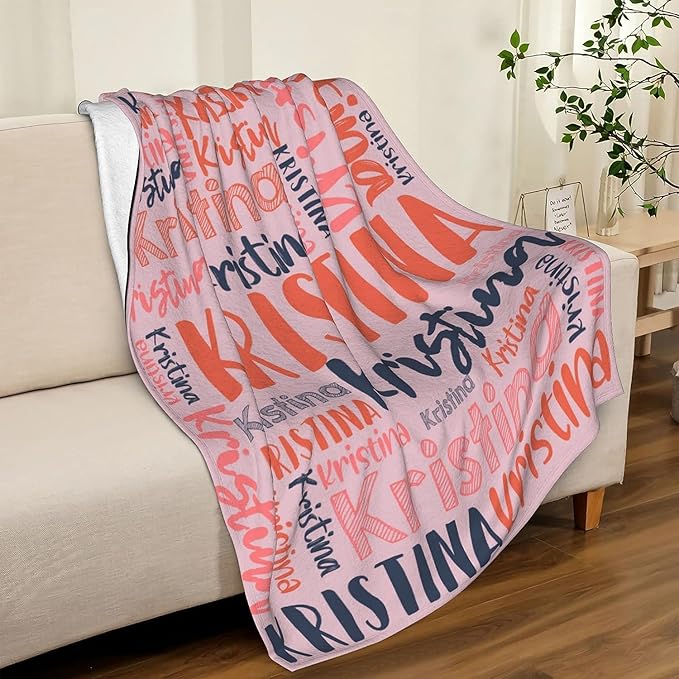 Dr.TOUGH Personalized Blankets with Name Customized Baby Blankets for Girls Boys Adults Monogrammed Blankets and Throws Christmas Birthday Mothers Fathers Valentines Day Gift (Pink, 40''×50'')
