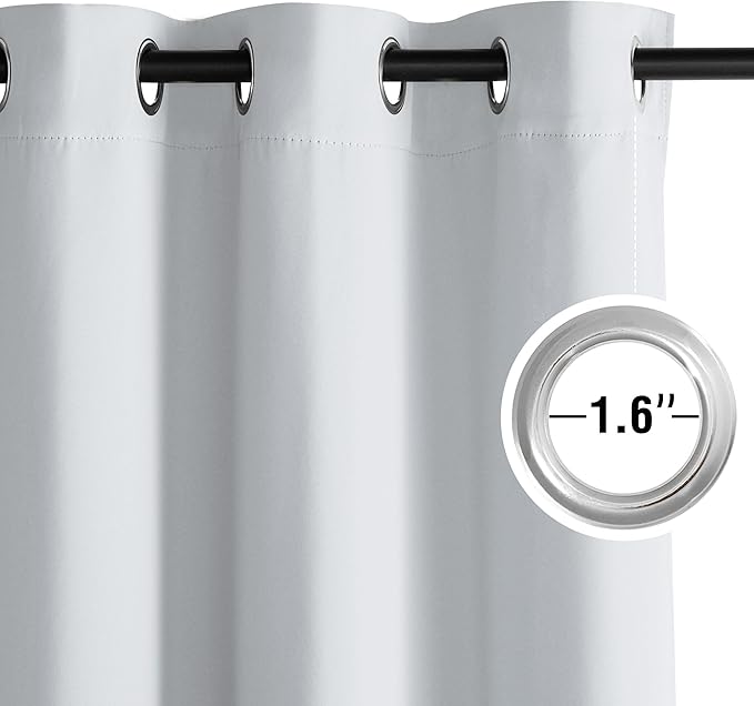 NICETOWN Greyish White Room Darkening Panels - Grommet Thermal Insulated Window Treatments for Bedroom, Yard, Nursery, Kids Room, Laundry - Breathable, 2 Panels, W52 x L63