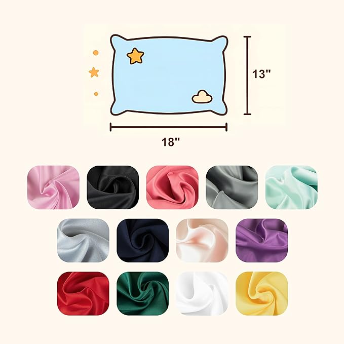 NTBAY Zippered Silk Satin Toddler Pillowcases - 2 Pack Hidden Zipper 13x18 Pillowcases - Luxury and Silky Baby Travel Pillow Covers, Pink
