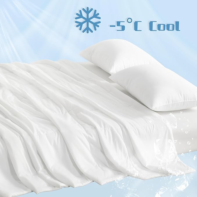 NTBAY Cooling Throw Blanket, 50x60 Inches - Japanese Double-Sided Cool Fabric with Q-Max 0.43, Soft Summer Couch Blanket for Adults, Kids and Pets, White