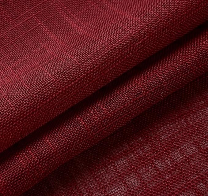 MIUCO Semi Sheer Curtains Poly Linen Textured Solid Grommet Curtains 84 Inches Long for Bedroom 2 Panels (2 x 37 Wide x 84" Long) Burgundy
