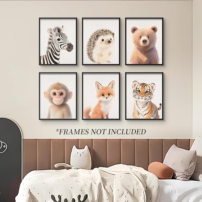VOLIX Baby Room Wall Art, Jungle Animal Baby Animals Decor, Children Bedroom Decorate, 12x16 inch, UNFRAMED