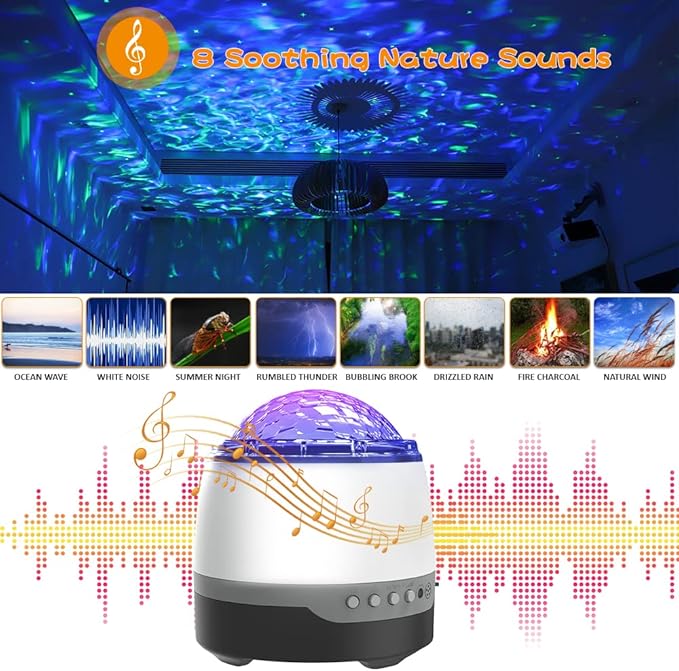 Galaxy Projector,Star Projector for Bedroom,Remote Control & White Noise Bluetooth Speaker,8 Soother Sounds,Timer,Star Night Light for Kids Room, Adults Home Theater, Party, Living Room Decor