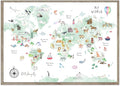 Green Kids World Map Wall Art Animal Map Canvas Wall Art Nursery Wall Decor World Map Poster Childrens Room Decor Playroom Prints Educational Artwork 16x24 Inch Unframed