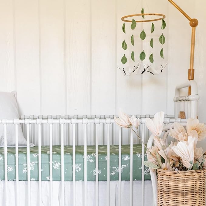 Sorrel + Fern Baby Crib Mobile (White Butterflies) - Baby Shower Gift Nursery Decoration for Boys & Girls