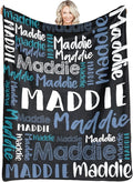 Dr.TOUGH Personalized Blankets with Name Customized Baby Blankets for Girls Boys Adults Monogrammed Blankets and Throws Christmas Birthday Mothers Fathers Valentines Day Gift (Black-Blue,30''×40'')